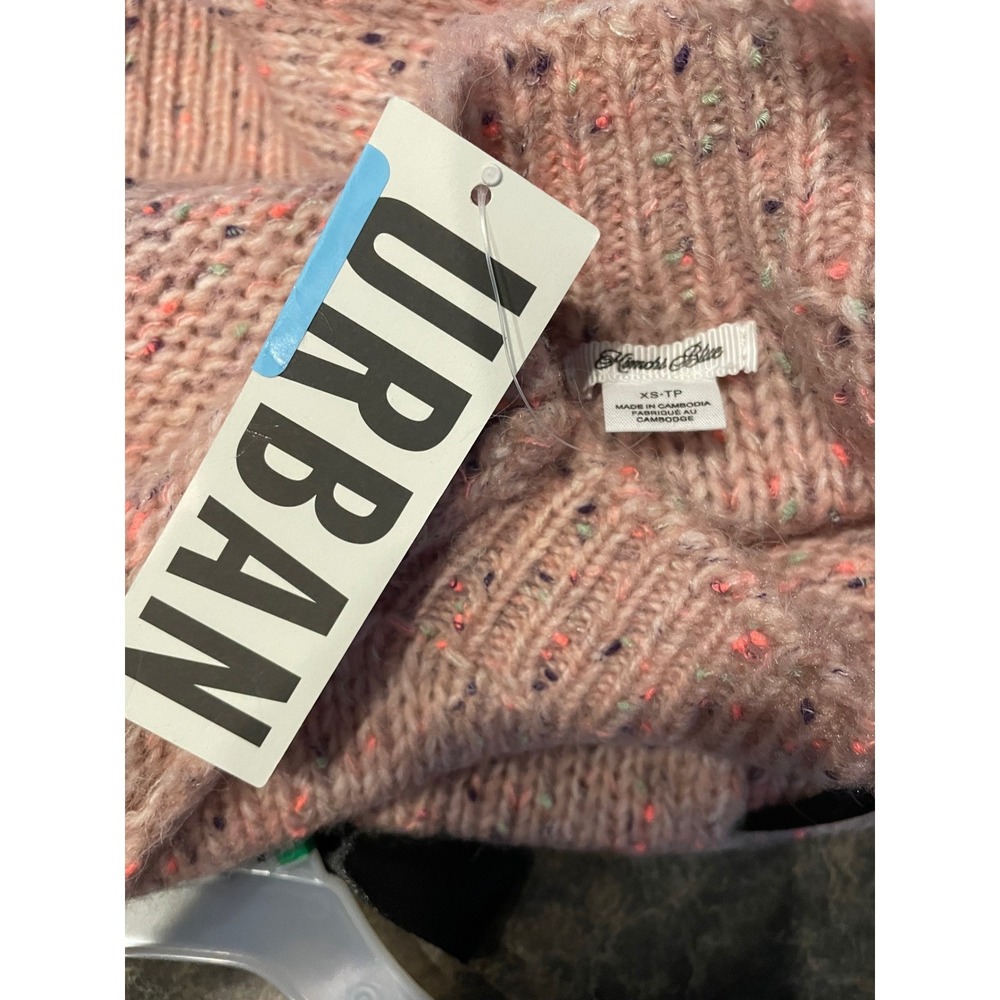 Kimchi Blue Pink Confetti Heart Ribbon Bow Cropped Sweater XS Coquette‎ Ballet - Picture 6 of 8